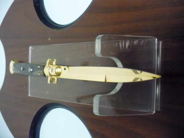 Frank Beltrame , italian stiletto placcato d'oro, pugnale - 28 cm , corno di bufalo, baionetta, modello FB 28/58B -5