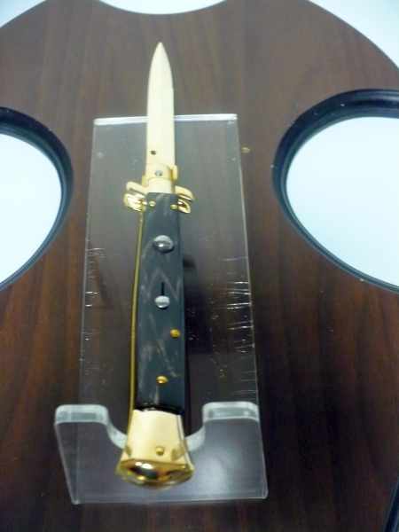 Frank Beltrame , italian stiletto placcato d'oro, pugnale - 28 cm , corno di bufalo, baionetta, modello FB 28/58B -1