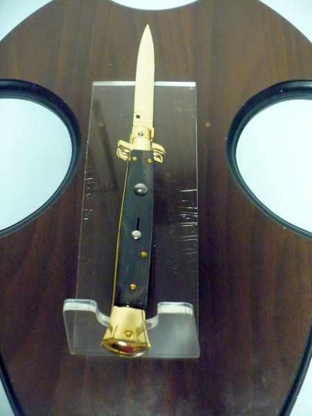 Frank Beltrame , italian stiletto placcato d'oro, pugnale - 28 cm , corno di bufalo, baionetta, modello FB 28/58B -5
