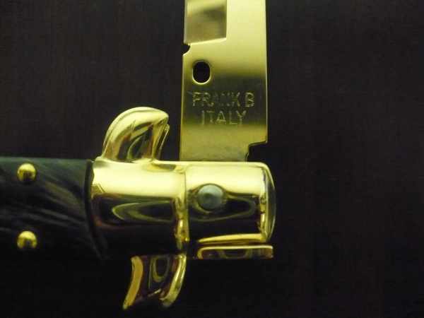 Frank Beltrame , italian stiletto placcato d'oro, pugnale - 28 cm , corno di bufalo, baionetta, modello FB 28/58B -1