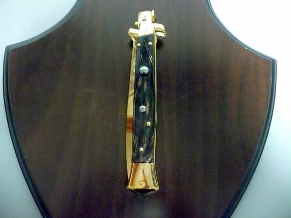 Frank Beltrame , italian stiletto placcato d'oro, pugnale - 28 cm , corno di bufalo, baionetta, modello FB 28/58B -3