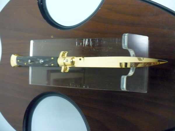 Frank Beltrame , italian stiletto placcato d'oro, pugnale - 28 cm , corno di bufalo, baionetta, modello FB 28/58B -3