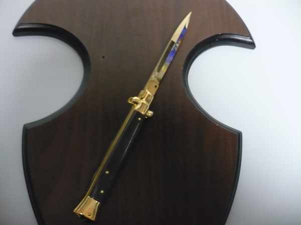 Frank Beltrame , italian stiletto placcato d'oro, pugnale - 28 cm , corno di bufalo, baionetta, modello FB 28/58B -3