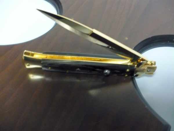 Frank Beltrame , italian stiletto placcato d'oro, pugnale - 28 cm , corno di bufalo, baionetta, modello FB 28/58B -3