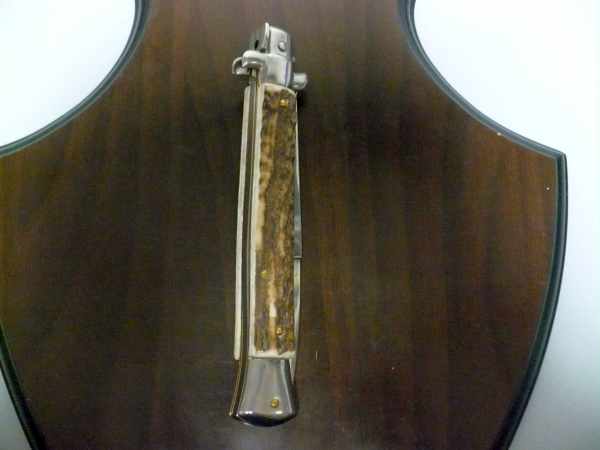 Coltello a scatto - pugnale -Frank Beltrame - italian stiletto 28 cm - corno di cervo / deer horn - FB 28/63B - 7