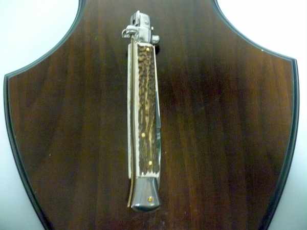 Coltello a scatto - pugnale -Frank Beltrame - italian stiletto 28 cm - corno di cervo / deer horn - FB 28/63B - 4
