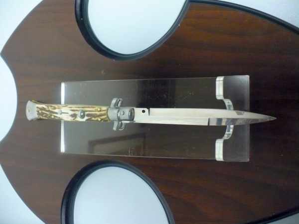 Coltello a scatto - pugnale -Frank Beltrame - italian stiletto 28 cm - corno di cervo / deer horn - FB 28/63B - 1