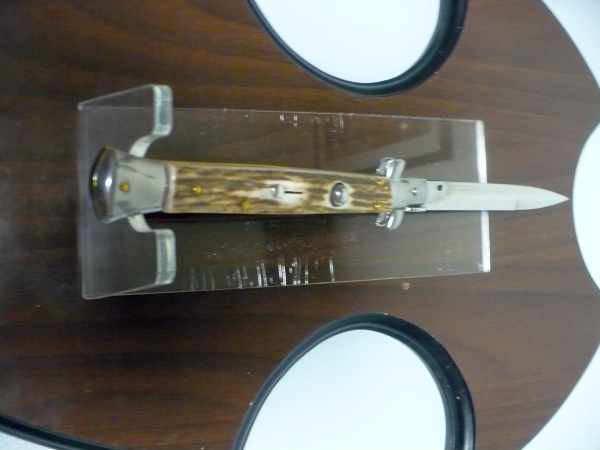 Coltello a scatto - pugnale -Frank Beltrame - italian stiletto 28 cm - corno di cervo / deer horn - FB 28/63B - 7