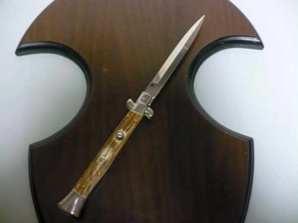 Coltello a scatto - pugnale -Frank Beltrame - italian stiletto 28 cm - corno di cervo / deer horn - FB 28/63B - 7