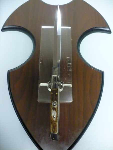 Coltello a scatto - pugnale -Frank Beltrame - italian stiletto 28 cm - corno di cervo / deer horn - FB 28/63B - 4