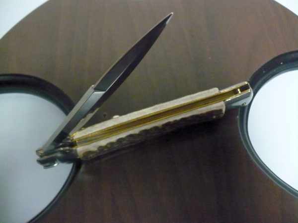 Coltello a scatto - pugnale -Frank Beltrame - italian stiletto 28 cm - corno di cervo / deer horn - FB 28/63B - 7