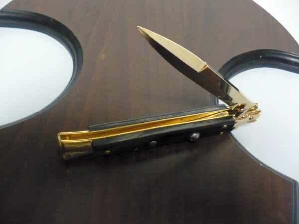 Frank Beltrame , italian stiletto placcato d'oro, pugnale - 28 cm , corno di bufalo, baionetta, modello FB 28/58B -1
