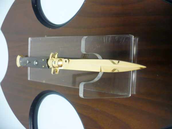 Frank Beltrame , italian stiletto placcato d'oro, pugnale - 28 cm , corno di bufalo, baionetta, modello FB 28/58B -1