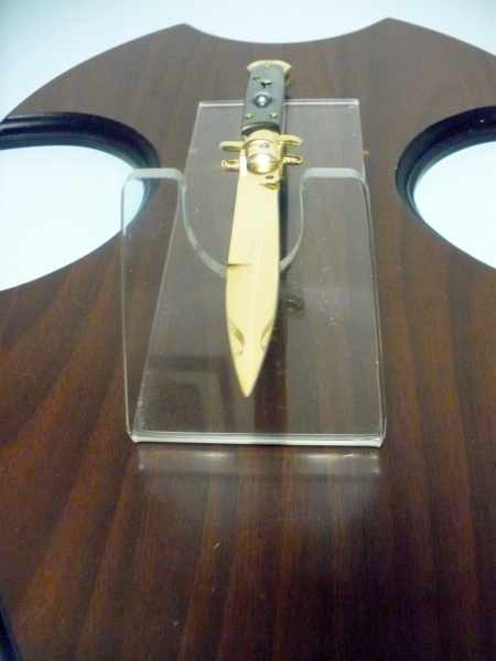 Frank Beltrame , italian stiletto placcato d'oro, pugnale - 28 cm , corno di bufalo, baionetta, modello FB 28/58B -1