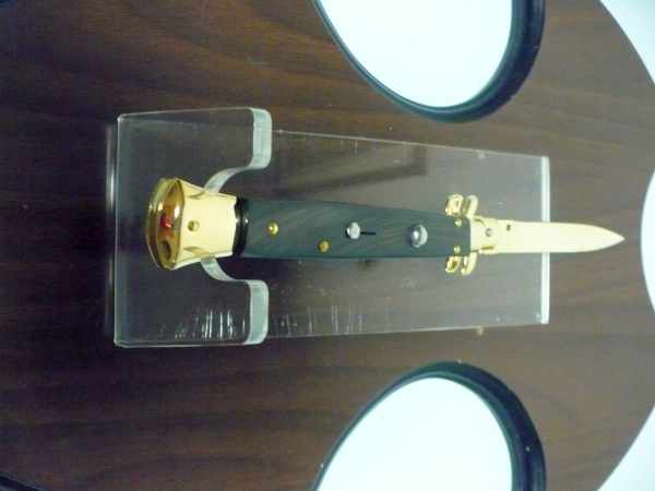 Frank Beltrame , italian stiletto placcato d'oro, pugnale - 28 cm , corno di bufalo, baionetta, modello FB 28/58B -1