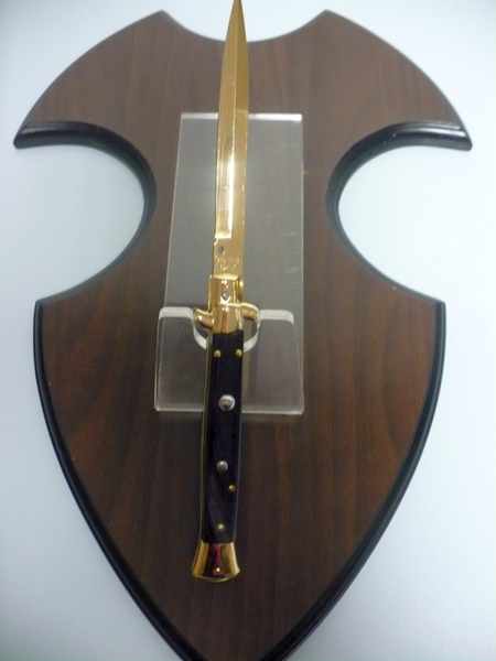 Frank Beltrame , italian stiletto placcato d'oro, pugnale - 28 cm , corno di bufalo, baionetta, modello FB 28/58B -1