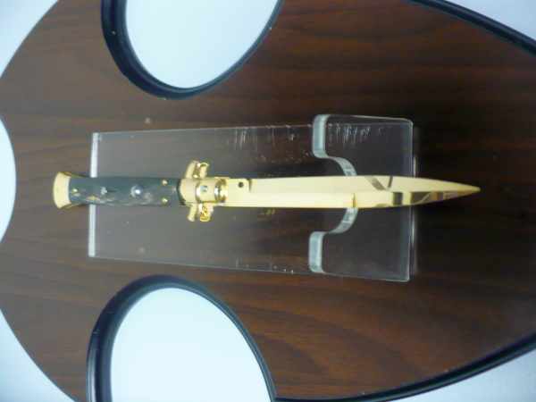 Frank Beltrame , italian stiletto placcato d'oro, pugnale - 28 cm , corno di bufalo, baionetta, modello FB 28/58B -1