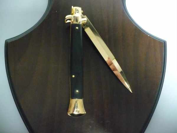 Frank Beltrame , italian stiletto placcato d'oro, pugnale - 28 cm , corno di bufalo, baionetta, modello FB 28/58B -1