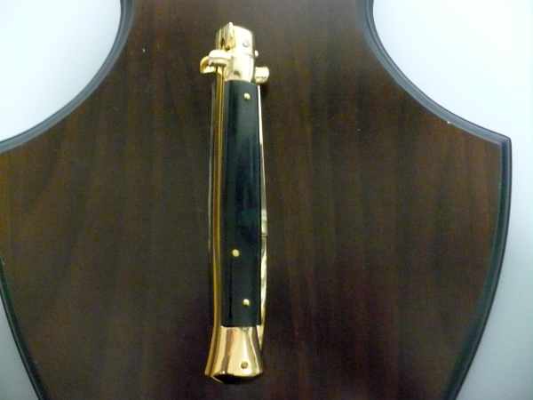 Frank Beltrame , italian stiletto placcato d'oro, pugnale - 28 cm , corno di bufalo, baionetta, modello FB 28/58B -1