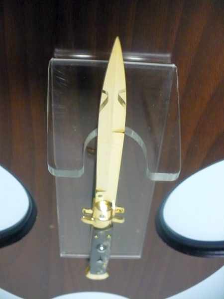 Frank Beltrame , italian stiletto placcato d'oro, pugnale - 28 cm , corno di bufalo, baionetta, modello FB 28/58B -1