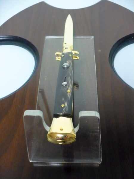 Frank Beltrame , italian stiletto placcato d'oro, pugnale - 28 cm , corno di bufalo, baionetta, modello FB 28/58B -1
