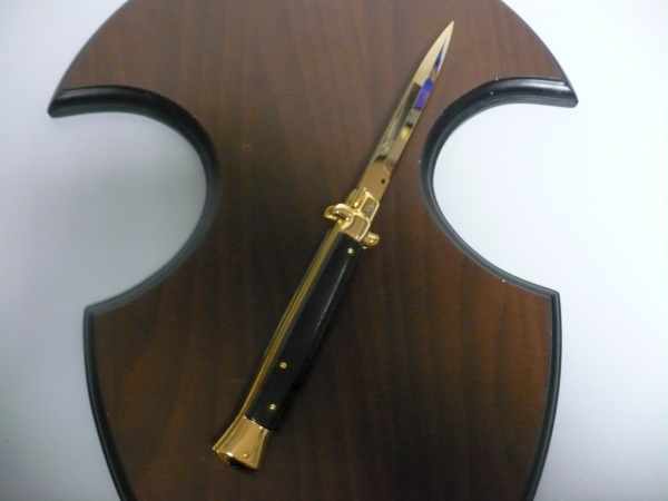 Frank Beltrame , italian stiletto placcato d'oro, pugnale - 28 cm , corno di bufalo, baionetta, modello FB 28/58B -1