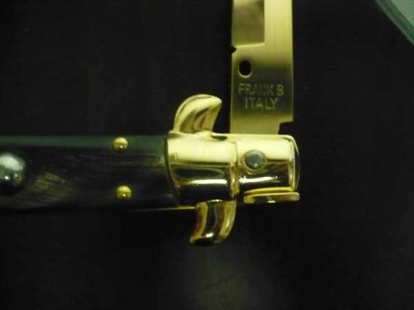 Frank Beltrame , italian stiletto placcato d'oro, pugnale - 28 cm , corno di bufalo, baionetta, modello FB 28/58B -1