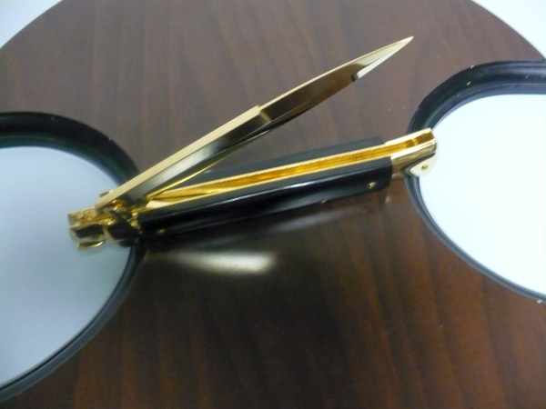 Frank Beltrame , italian stiletto placcato d'oro, pugnale - 28 cm , corno di bufalo, baionetta, modello FB 28/58B -1