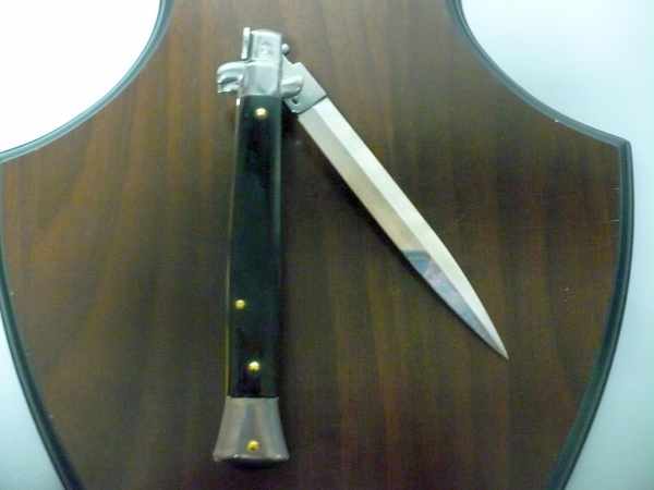 Frank Beltrame , italian stiletto , pugnale - 28 cm , corno di bufalo scuro, lama dagger , modello FB 28/58D- 21