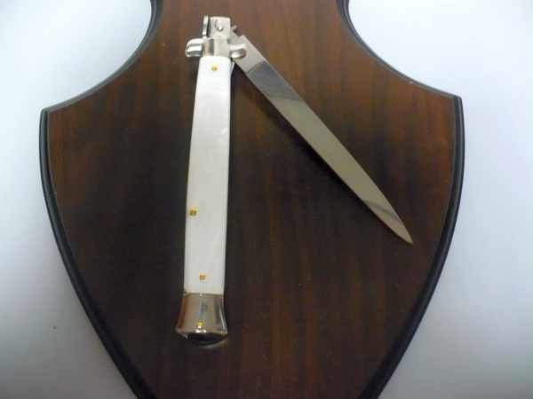 Italian stiletto 33 cm imitazione di madreperla - coltellerie artigianali Maniago Italy -coltello a scatto