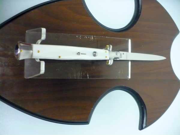 Italian stiletto 33 cm imitazione di madreperla - coltellerie artigianali Maniago Italy -coltello a scatto