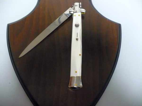Italian stiletto 33 cm imitazione di madreperla - coltellerie artigianali Maniago Italy -coltello a scatto