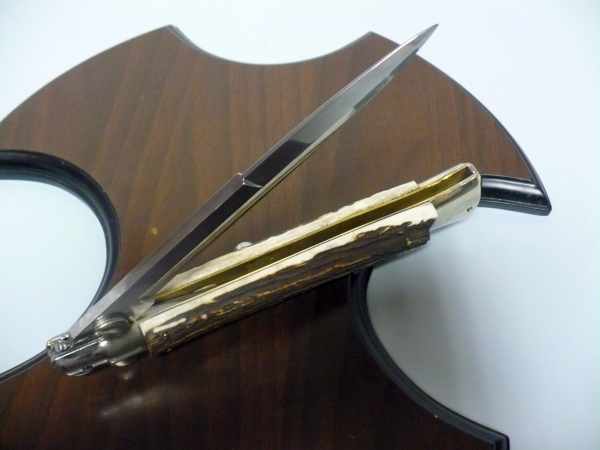 Coltello a scatto - pugnale picklock -A.G.A.Campolin - italian stiletto 38 cm , baionetta - corno di cervo / deer horn - 2