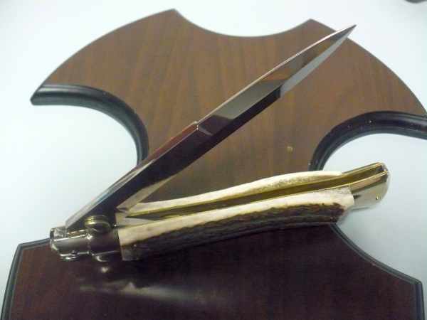 Coltello a scatto - pugnale picklock -A.G.A.Campolin - italian stiletto 38 cm , baionetta - corno di cervo / deer horn - 1