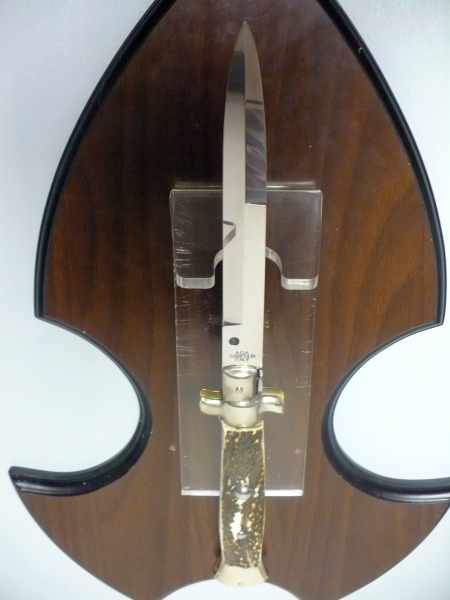 Coltello a scatto - pugnale picklock -A.G.A.Campolin - italian stiletto 38 cm , baionetta - corno di cervo / deer horn - 1