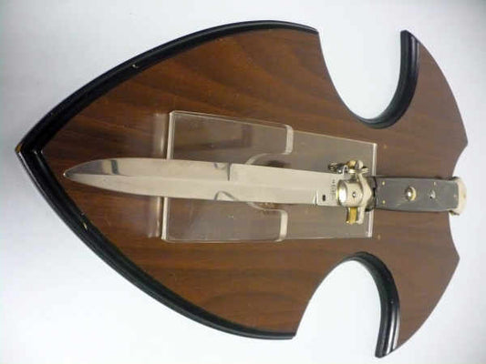AGA Campoin - italian stiletto 45 cm - pugnale - corno di bufalo scuro, lama baionetta