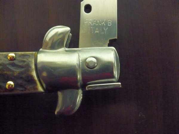 Coltello a scatto - pugnale -Frank Beltrame - italian stiletto 23 cm - lama baionetta - corno di cervo / deer horn - FB 23/63B - 5