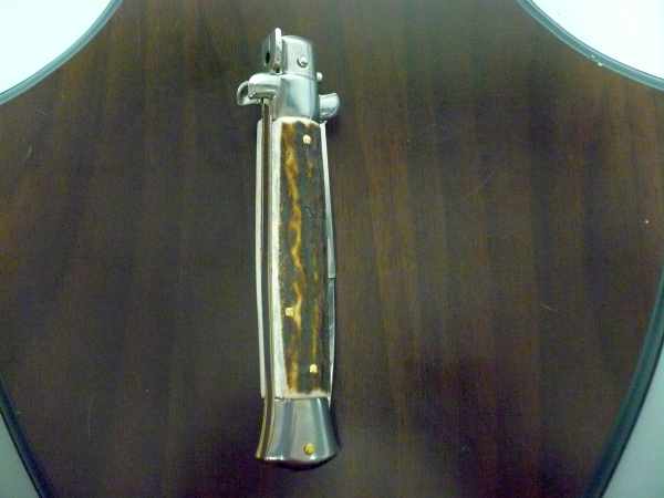 Coltello a scatto - pugnale -Frank Beltrame - italian stiletto 23 cm- lama baionetta - corno di cervo / deer horn - FB 23/63B - 6