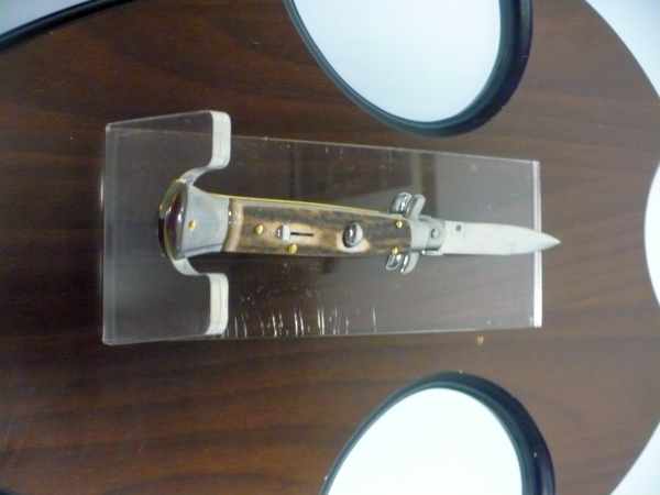 Coltello a scatto - pugnale -Frank Beltrame - italian stiletto 23 cm- lama baionetta - corno di cervo / deer horn - FB 23/63B - 6