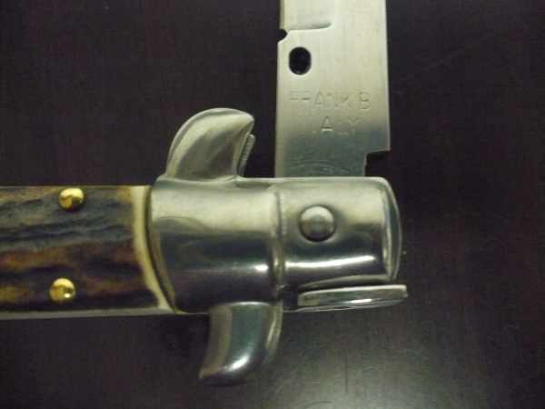 Coltello a scatto - pugnale -Frank Beltrame - italian stiletto 23 cm- lama baionetta - corno di cervo / deer horn - FB 23/63B - 6