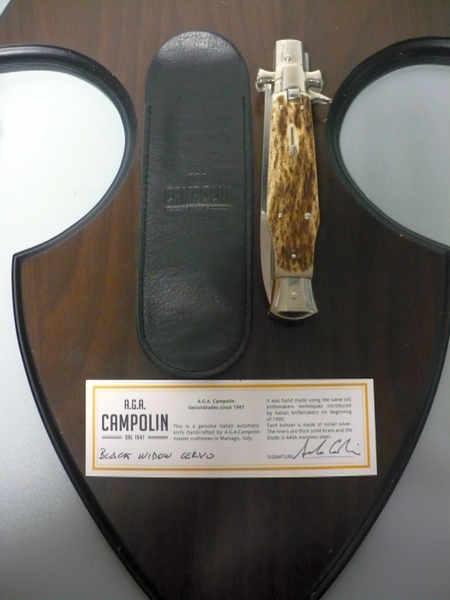 Black Widow A.G.A. Campolin - italian stiletto 28 cm con guardia a croce maltese -cervo / deer