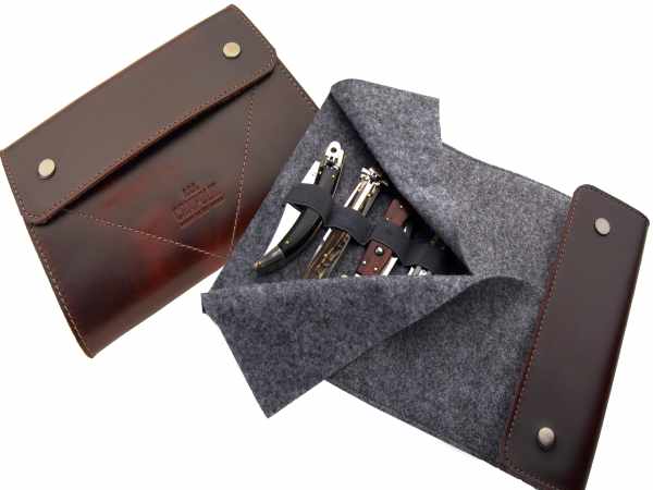 A.G.A. Campolin , borsa portacoltelli piccola-small knife bag, pelle marrone - 7 tasche,brown leather - 7 pockets