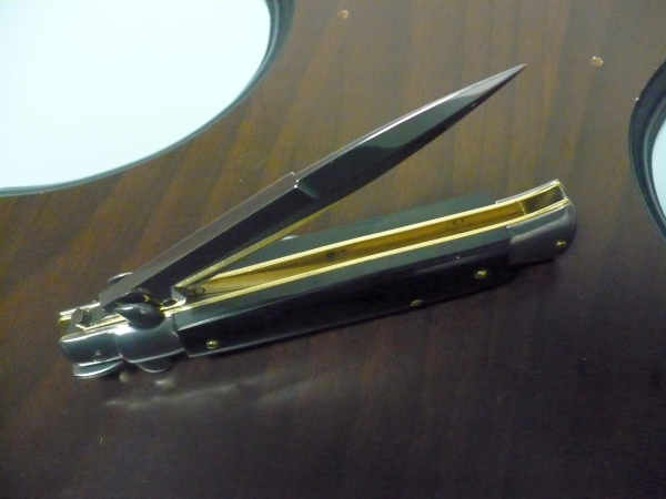 Frank Beltrame , italian stiletto , pugnale -23 cm , corno di bufalo scuro,baionetta , modello FB 23/58B - 1
