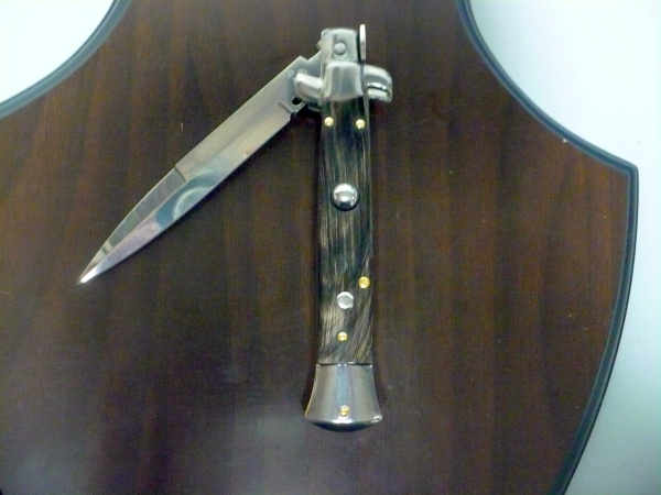 Frank Beltrame , italian stiletto , pugnale -23 cm , corno di bufalo scuro,baionetta , modello FB 23/58B - 8