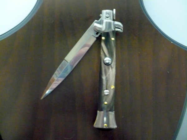 Frank Beltrame , italian stiletto , pugnale -23 cm , corno di bufalo scuro,baionetta , modello FB 23/58B - 1