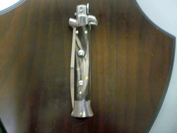 Frank Beltrame , italian stiletto , pugnale -23 cm , corno di bufalo scuro,baionetta , modello FB 23/58B - 1