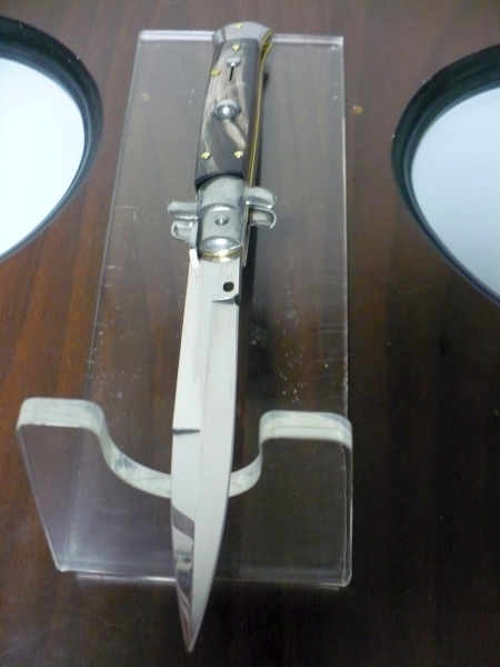 Frank Beltrame , italian stiletto , pugnale -23 cm , corno di bufalo scuro,baionetta , modello FB 23/58B - 1
