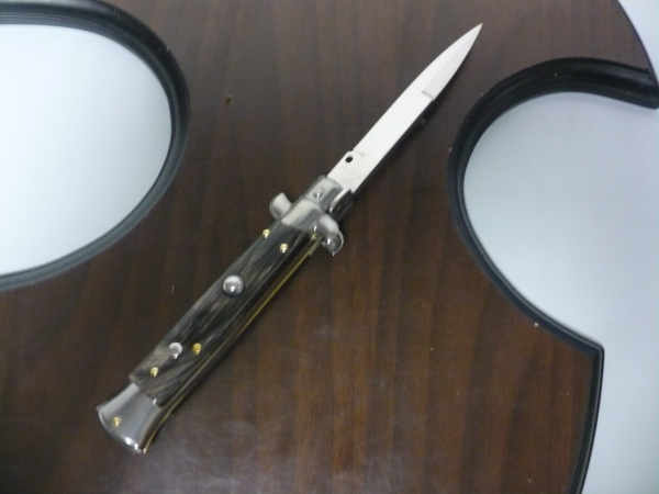 Frank Beltrame , italian stiletto , pugnale -23 cm , corno di bufalo scuro,baionetta , modello FB 23/58B - 8