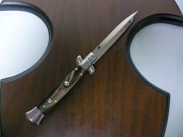 Frank Beltrame , italian stiletto , pugnale -23 cm , corno di bufalo scuro,baionetta , modello FB 23/58B - 1