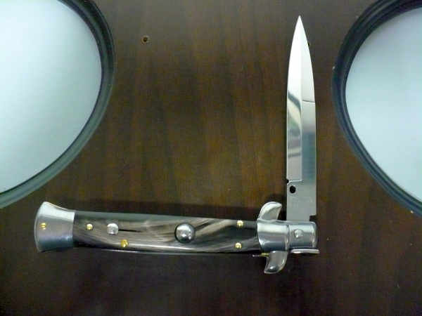 Frank Beltrame , italian stiletto , pugnale -23 cm , corno di bufalo scuro,baionetta , modello FB 23/58B - 1